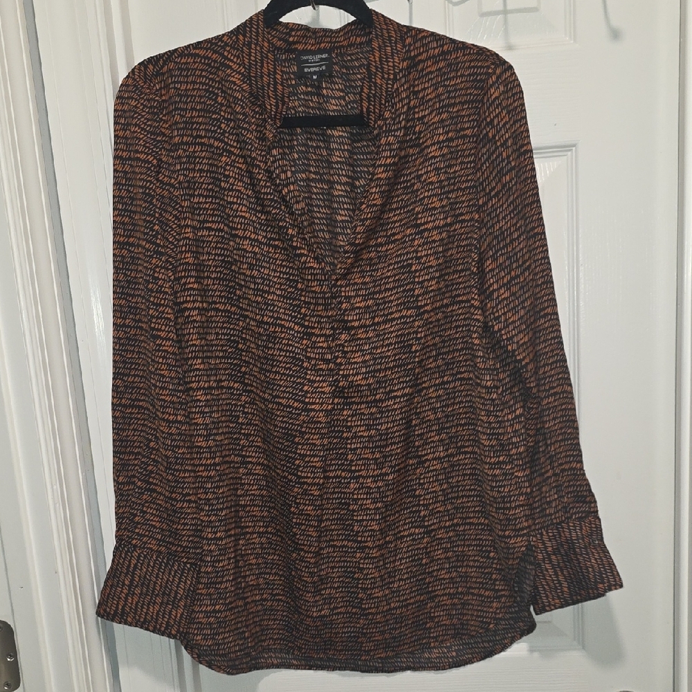 Everlene & David Lerner Mandarin Collar Button Down Tunic Blouse - Picture 4 of 16